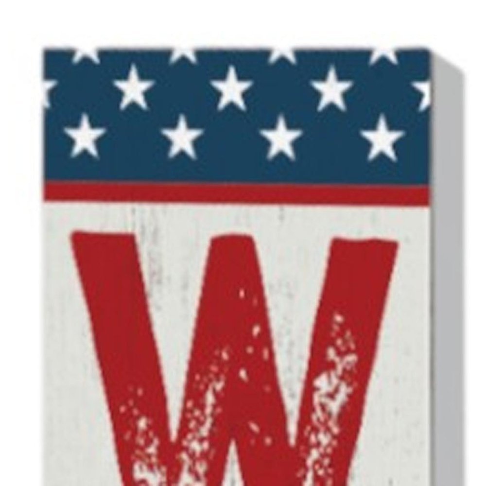 72" Red White And Blue Solid Wood Porch Sign HomeRoots