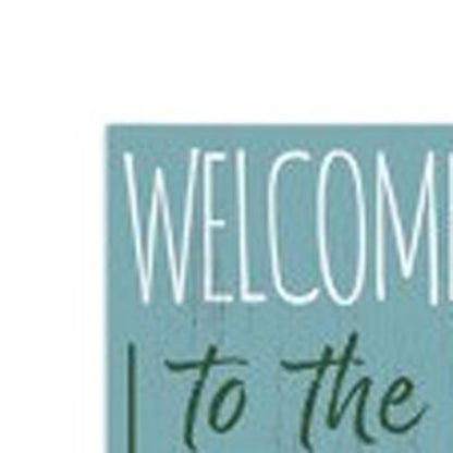 72" Blue And White Solid Wood Welcome To The Lake House Porch Sign HomeRoots