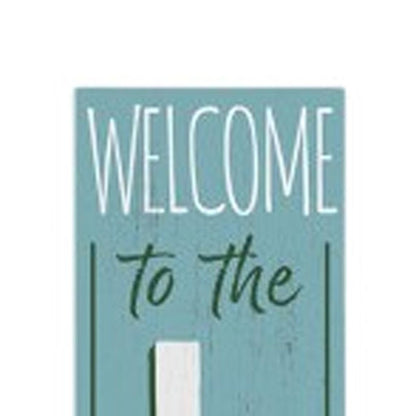 72" Blue And White Solid Wood Welcome To The Lake House Porch Sign HomeRoots