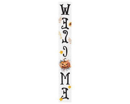 72" White Orange And Black Halloween Pumpkin Solid Wood Porch Sign HomeRoots