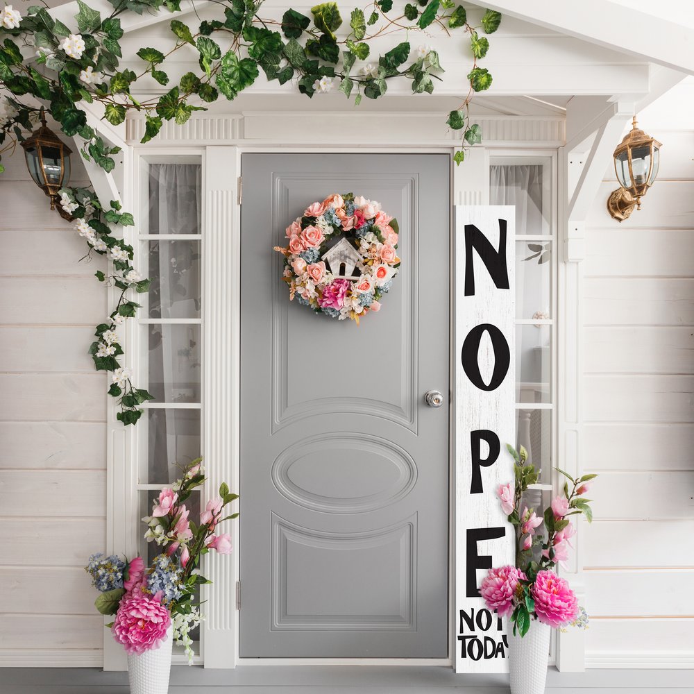 72" White And Black Solid Wood Porch Sign HomeRoots