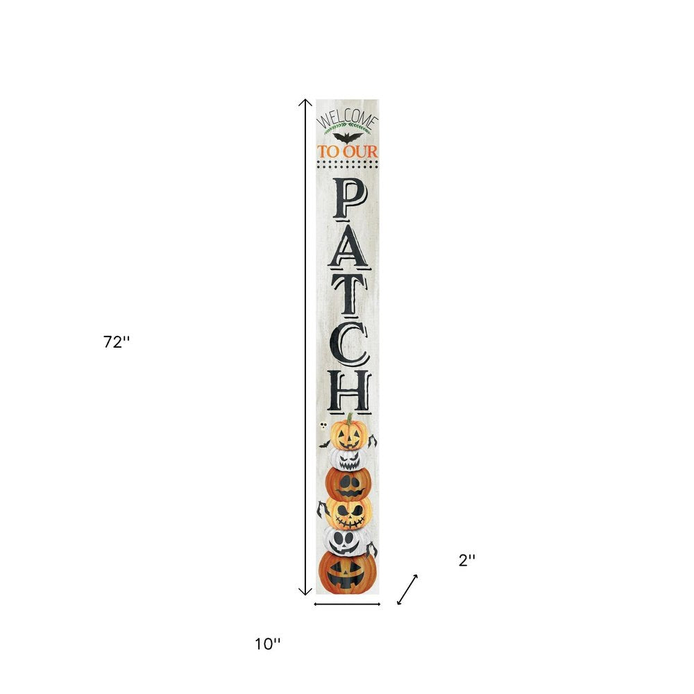72" Black Orange And White Solid Wood Welcome Halloween Jack-O-Lantern Porch Sign HomeRoots