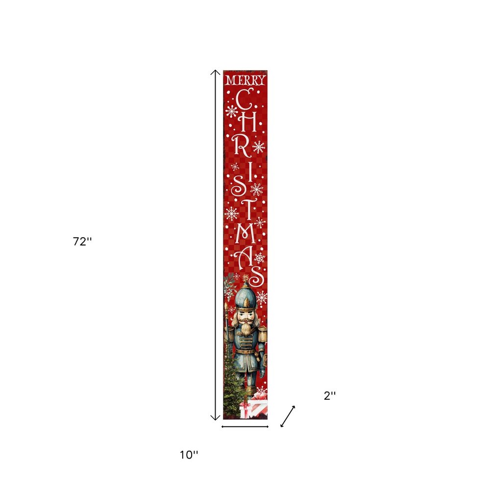 72" Red Solid Wood Merry Christmas Nutcracker Porch Sign HomeRoots