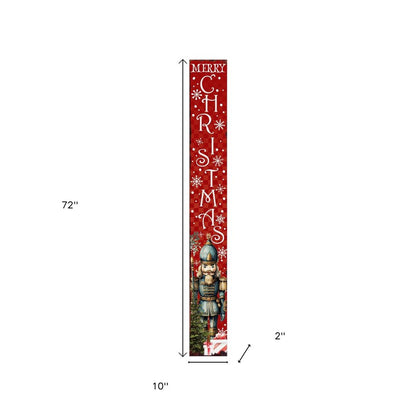 72" Red Solid Wood Merry Christmas Nutcracker Porch Sign HomeRoots