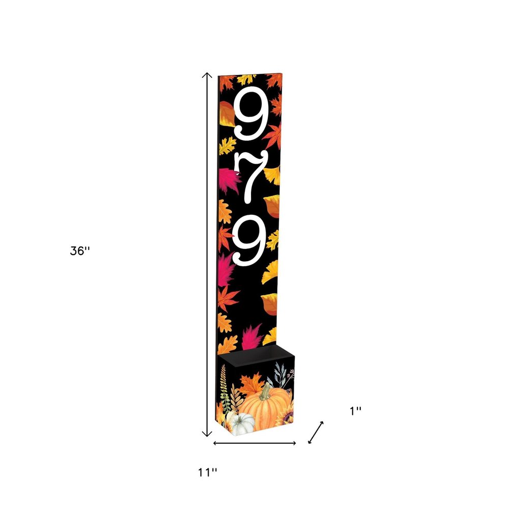 36" Black And Orange Solid Wood Porch Sign HomeRoots