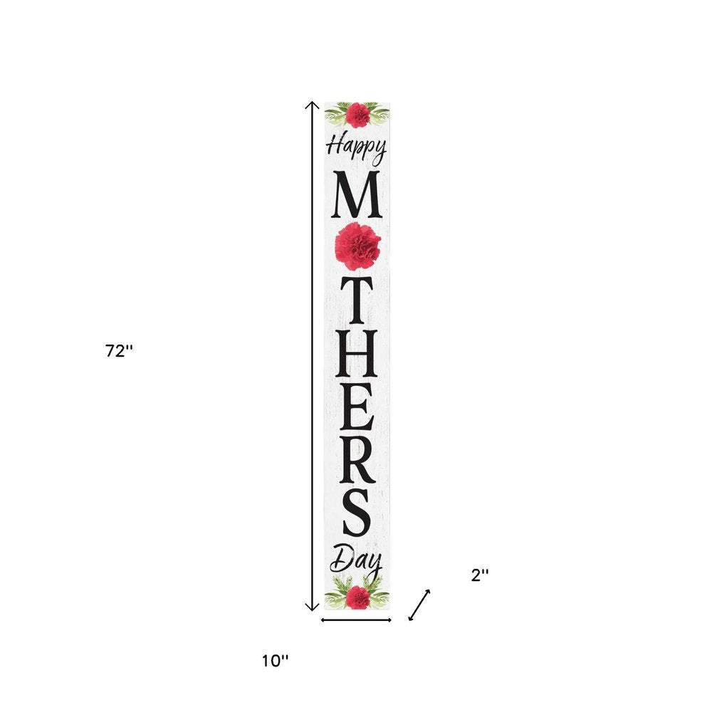 72" White Black And Pink Mother's Day Solid Wood Porch Sign HomeRoots