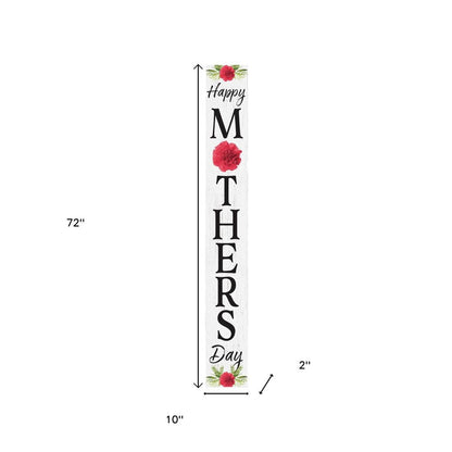 72" White Black And Pink Mother's Day Solid Wood Porch Sign HomeRoots