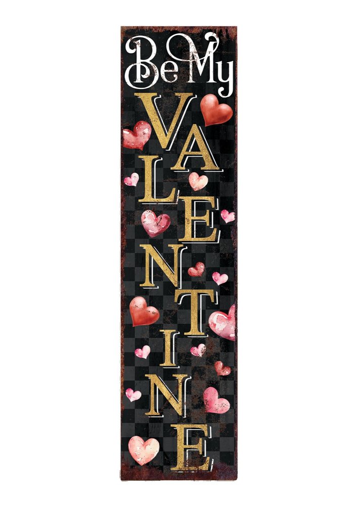 36" Black Gold Pink And Red Valentine's Day Solid Wood Porch Sign HomeRoots