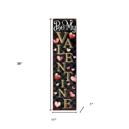 36" Black Gold Pink And Red Valentine's Day Solid Wood Porch Sign HomeRoots