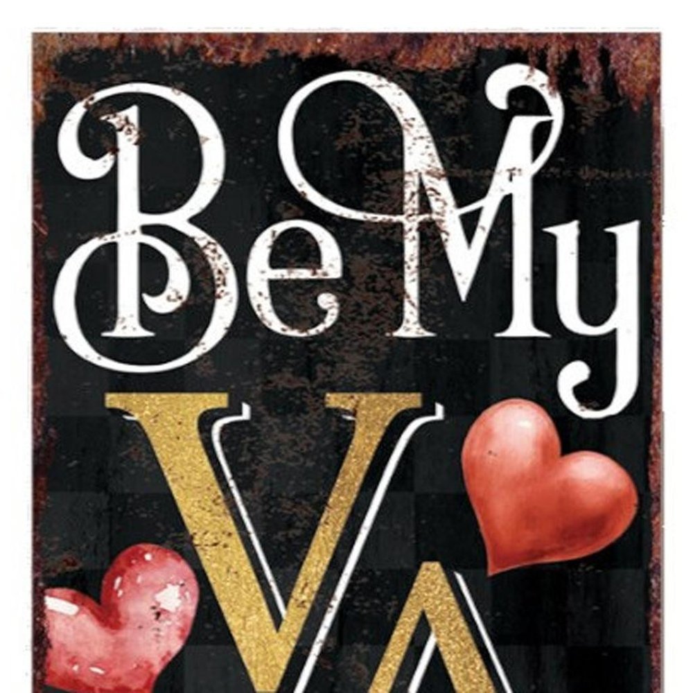 36" Black Gold Pink And Red Valentine's Day Solid Wood Porch Sign HomeRoots