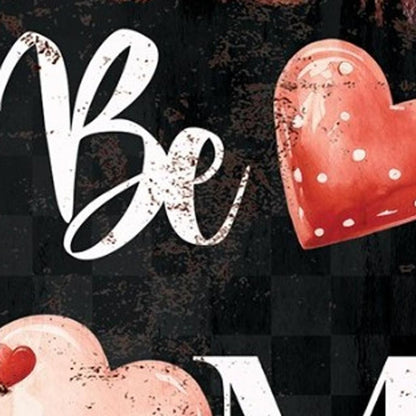 36" Black White And Pink Solid Wood Be Mine Valentine's Day Porch Sign HomeRoots