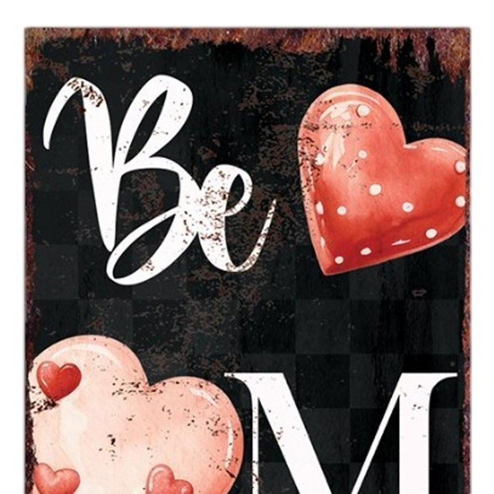 36" Black White And Pink Solid Wood Be Mine Valentine's Day Porch Sign HomeRoots