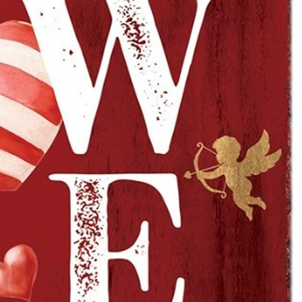 36" Pink Red And White Solid Wood Welcome Valentine's Day Porch Sign HomeRoots