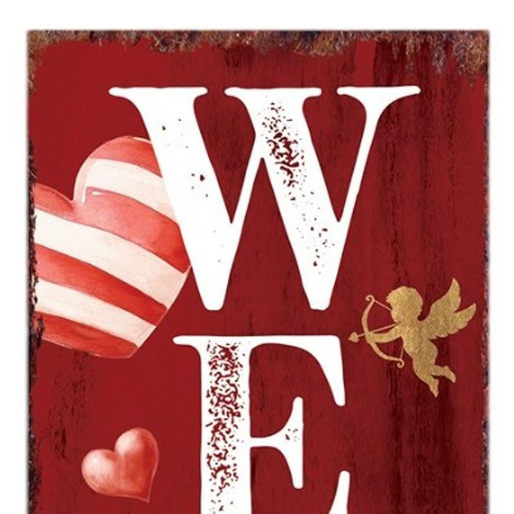 36" Pink Red And White Solid Wood Welcome Valentine's Day Porch Sign HomeRoots