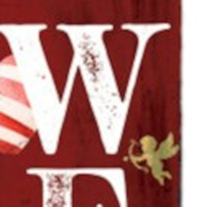 48" Red And White Solid Wood Valentine's Day Heart Welcome Porch Sign HomeRoots