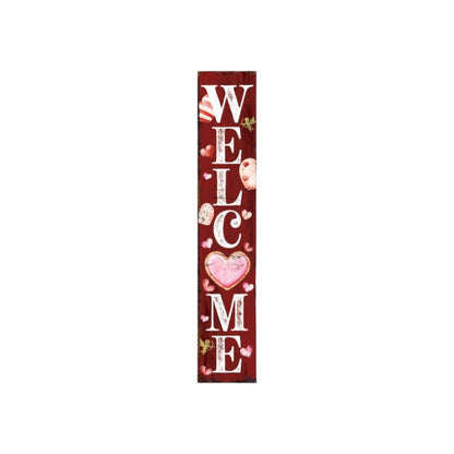 48" Red And White Solid Wood Valentine's Day Heart Welcome Porch Sign HomeRoots