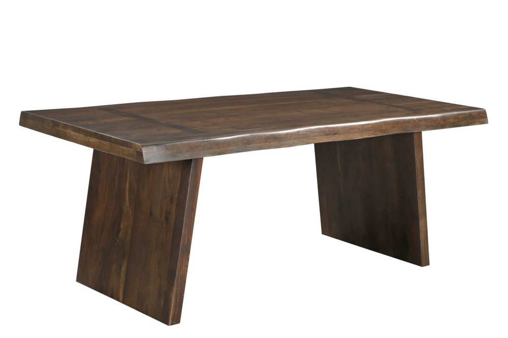 Seven Piece Brown Solid Wood Dining Set with Six Chairs HomeRoots