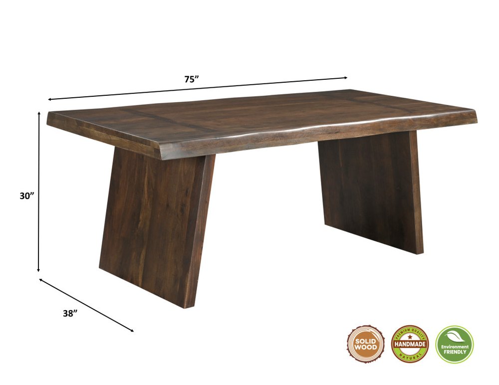 Seven Piece Brown Solid Wood Dining Set with Six Chairs HomeRoots