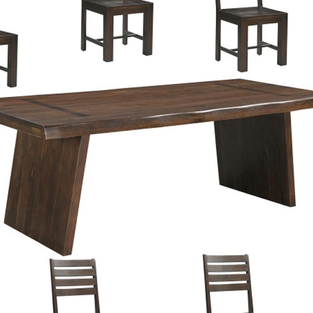 Nine Piece Brown Solid Wood Dining Set with Eight Chairs HomeRoots