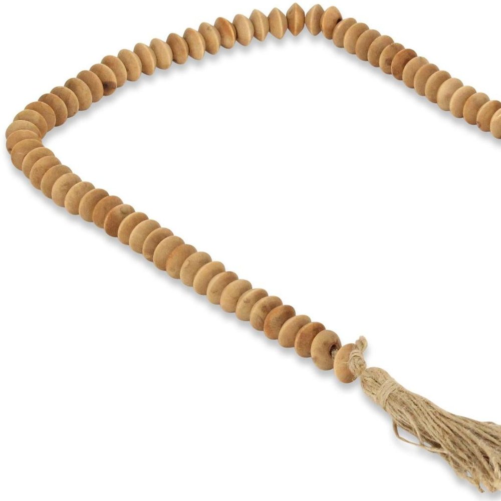 36" Brown Rope And Wood Hand Painted Decorative Tassel HomeRoots