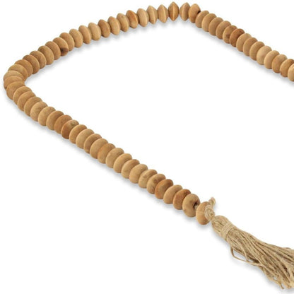 36" Brown Rope And Wood Hand Painted Decorative Tassel HomeRoots