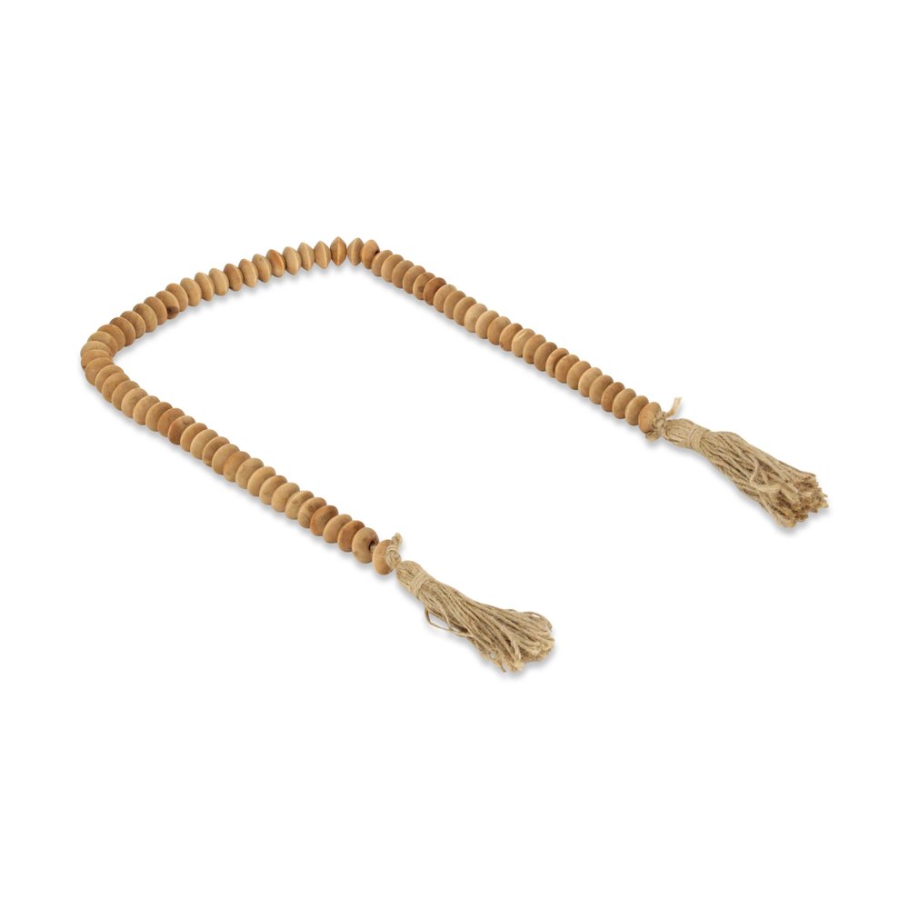 36" Brown Rope And Wood Hand Painted Decorative Tassel HomeRoots