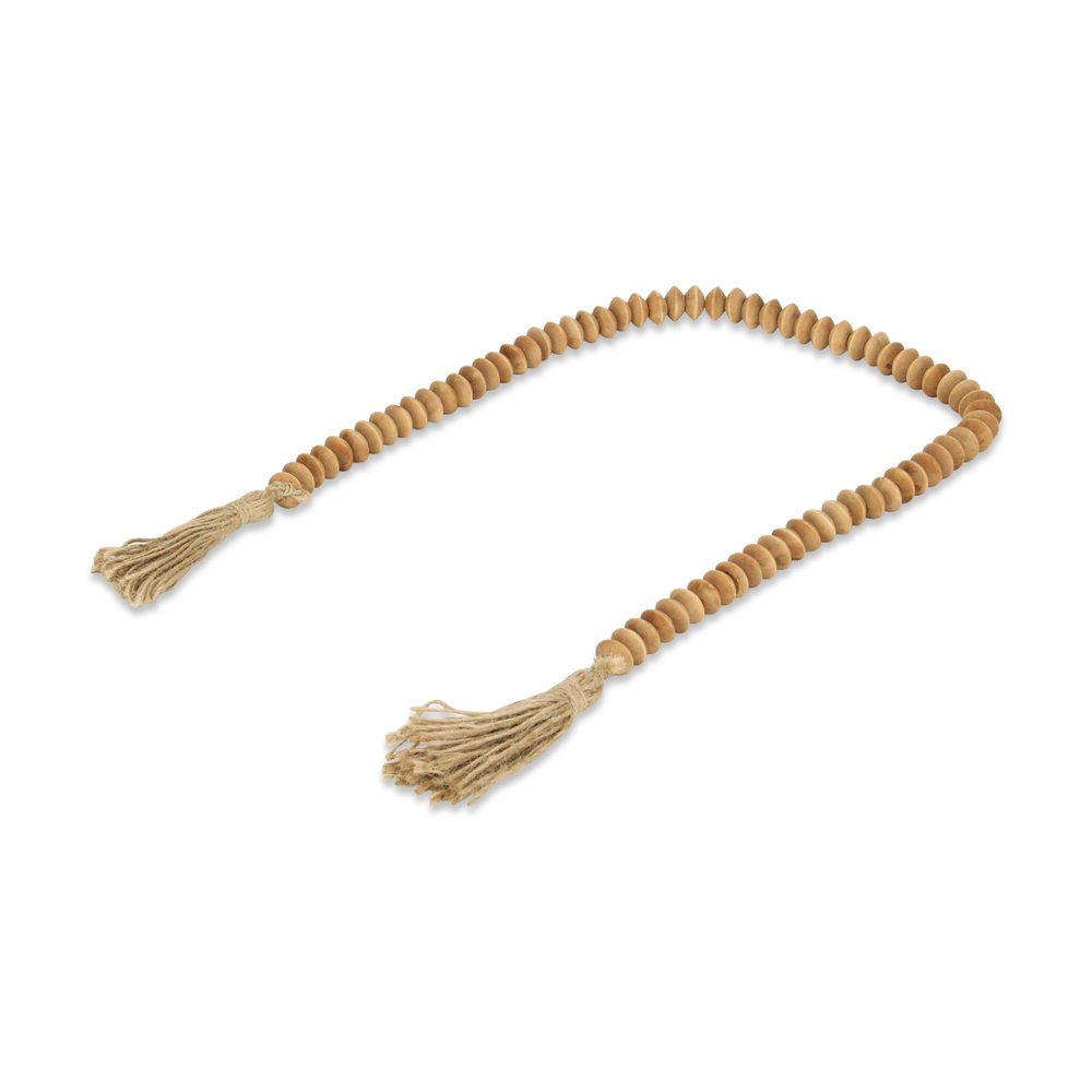 36" Brown Rope And Wood Hand Painted Decorative Tassel HomeRoots