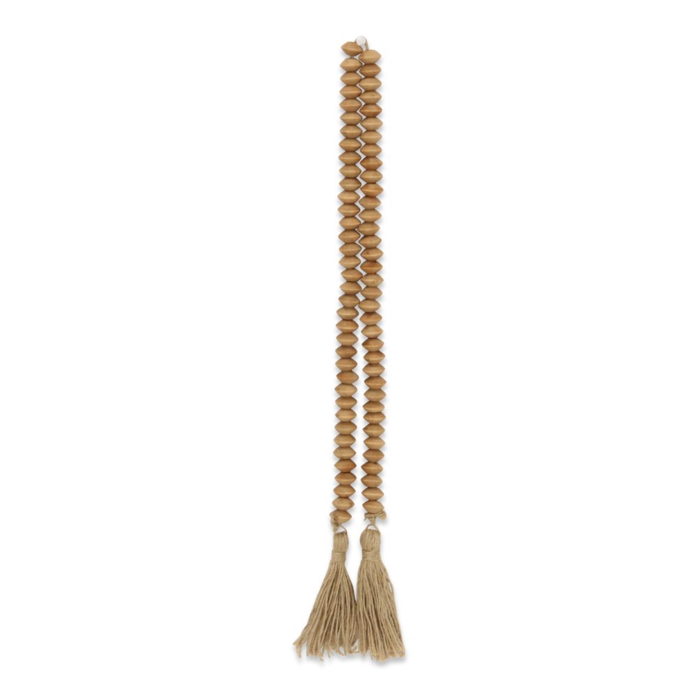 36" Brown Rope And Wood Hand Painted Decorative Tassel HomeRoots