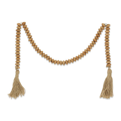 36" Brown Rope And Wood Hand Painted Decorative Tassel HomeRoots