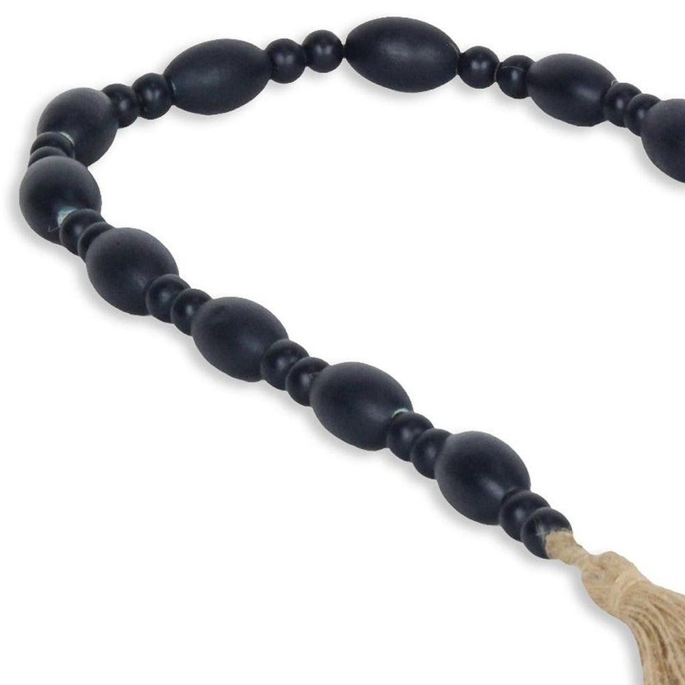 36" Dark Blue Wood Hand Painted Decorative Tassel HomeRoots