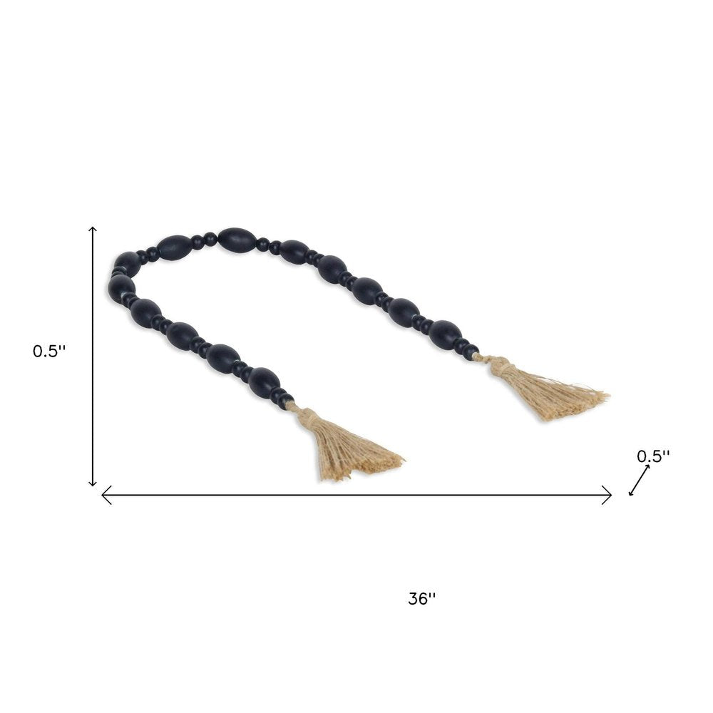 36" Dark Blue Wood Hand Painted Decorative Tassel HomeRoots