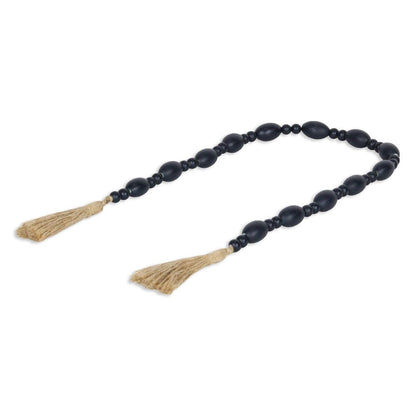 36" Dark Blue Wood Hand Painted Decorative Tassel HomeRoots