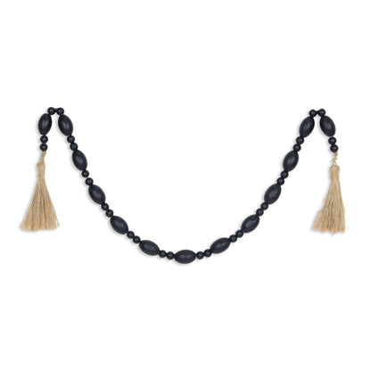 36" Dark Blue Wood Hand Painted Decorative Tassel HomeRoots