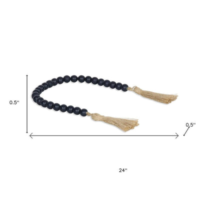 24" Dark Blue Wood Hand Painted Decorative Tassel HomeRoots
