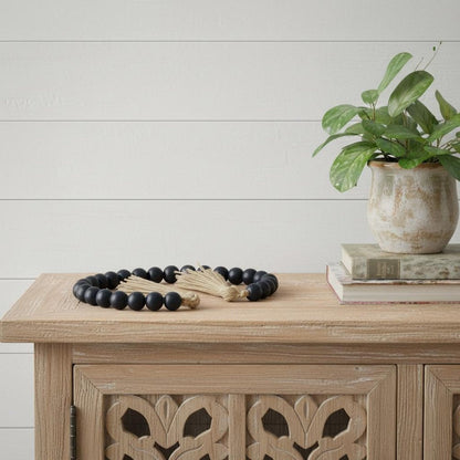 24" Dark Blue Wood Hand Painted Decorative Tassel HomeRoots