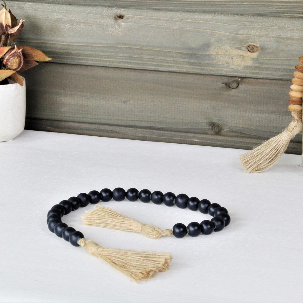 24" Dark Blue Wood Hand Painted Decorative Tassel HomeRoots
