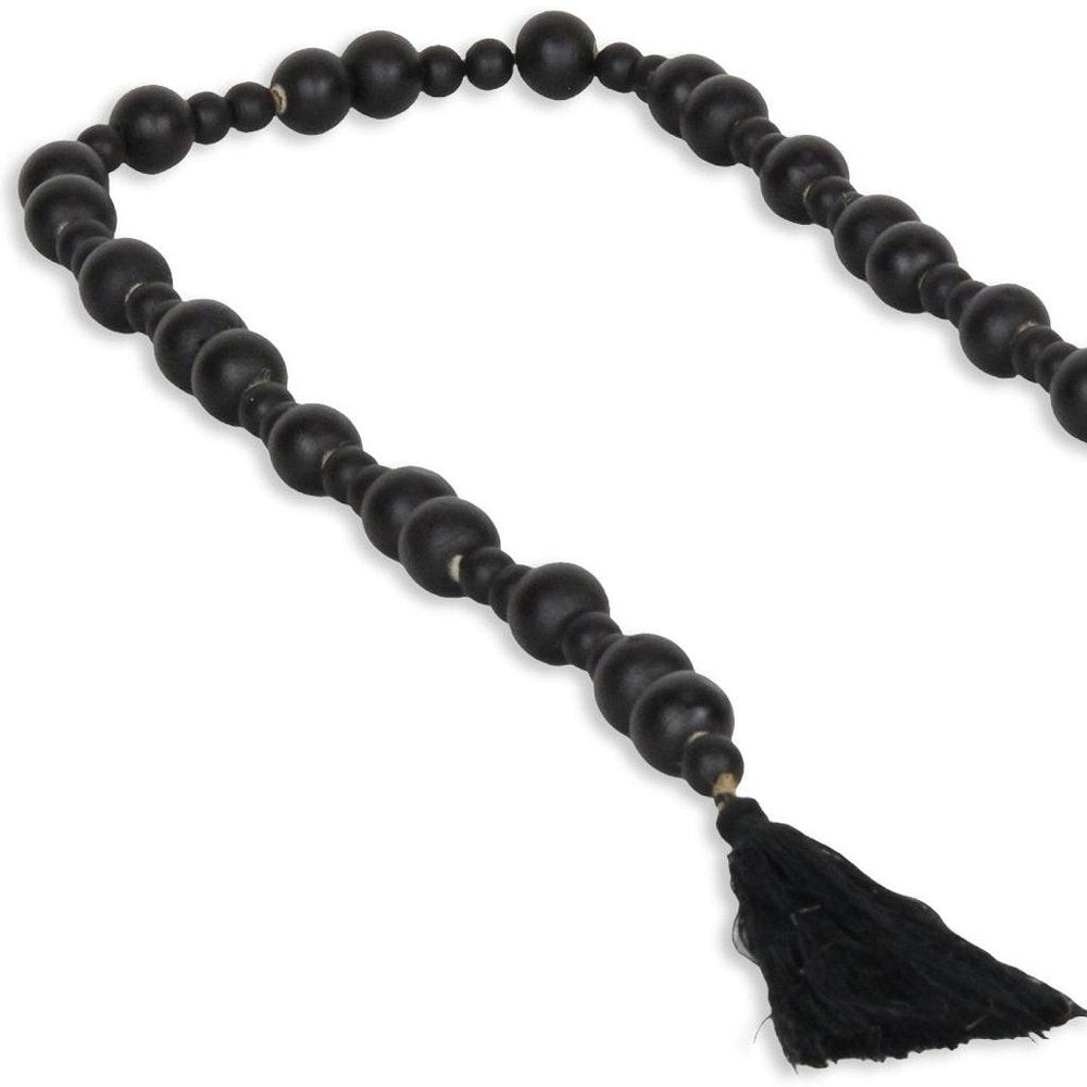 42" Black Wood Hand Painted Decorative Tassel HomeRoots