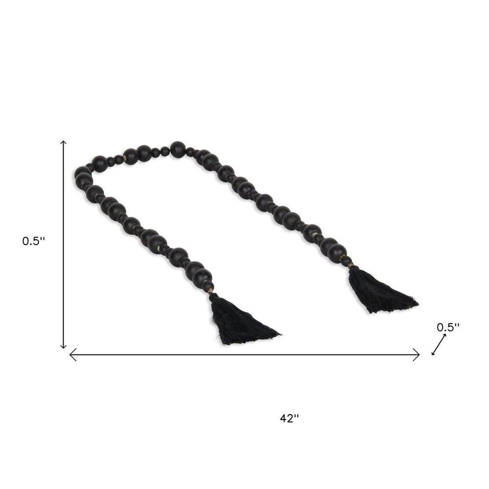 42" Black Wood Hand Painted Decorative Tassel HomeRoots
