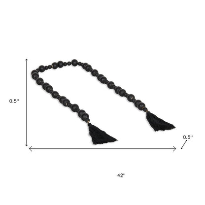 42" Black Wood Hand Painted Decorative Tassel HomeRoots