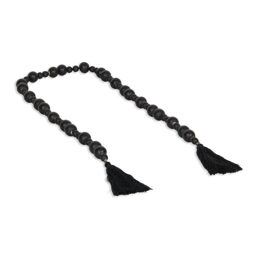 42" Black Wood Hand Painted Decorative Tassel HomeRoots