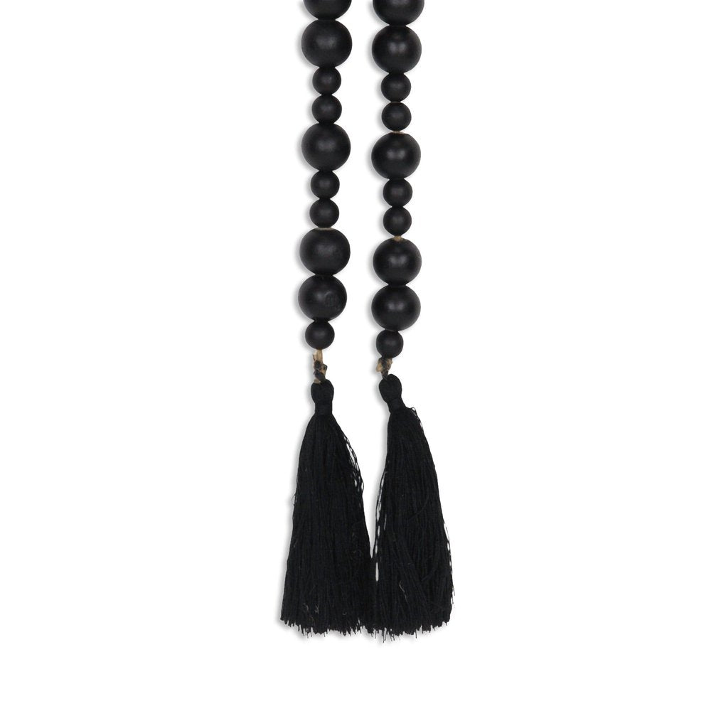 42" Black Wood Hand Painted Decorative Tassel HomeRoots