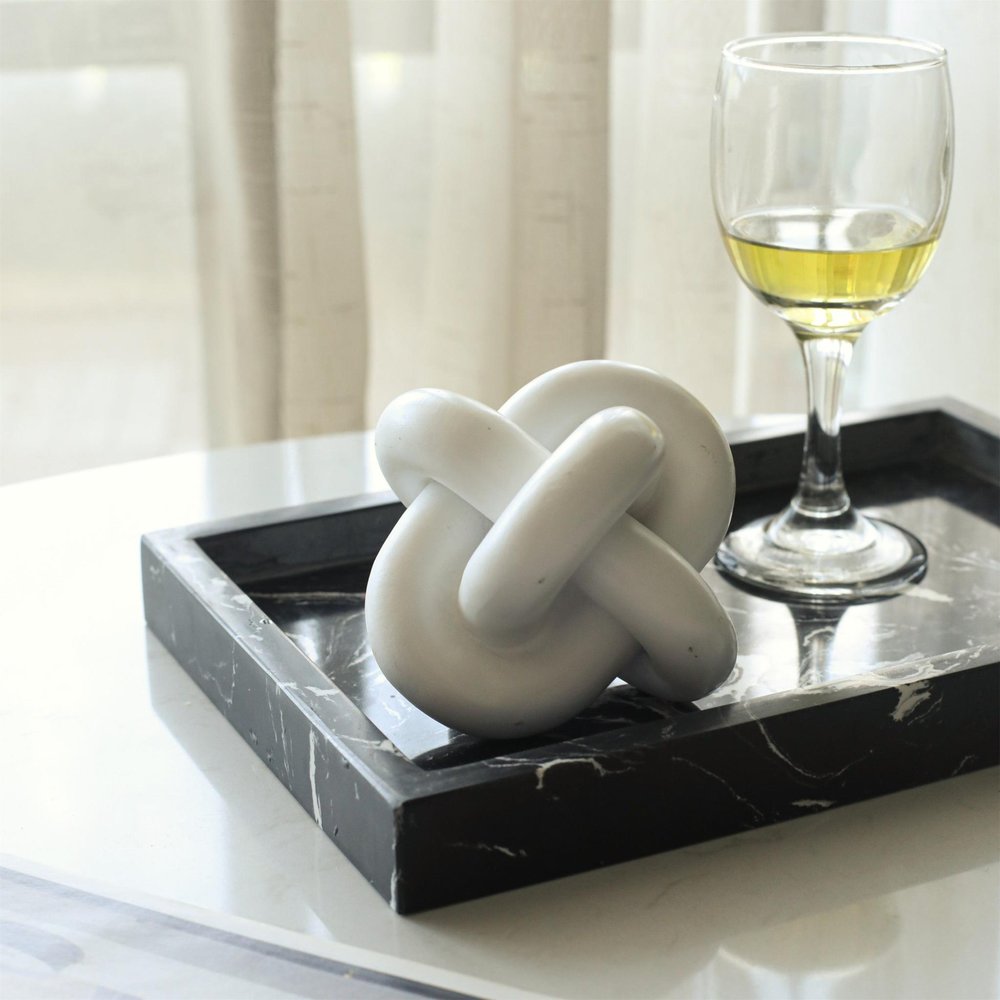 5" White Resin Knot Tabletop Sculpture HomeRoots