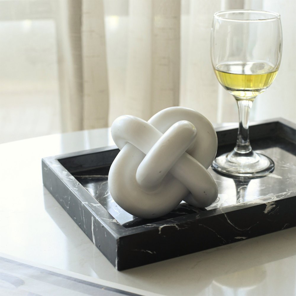 5" White Resin Knot Tabletop Sculpture HomeRoots