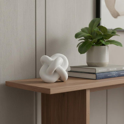 5" White Resin Knot Tabletop Sculpture HomeRoots
