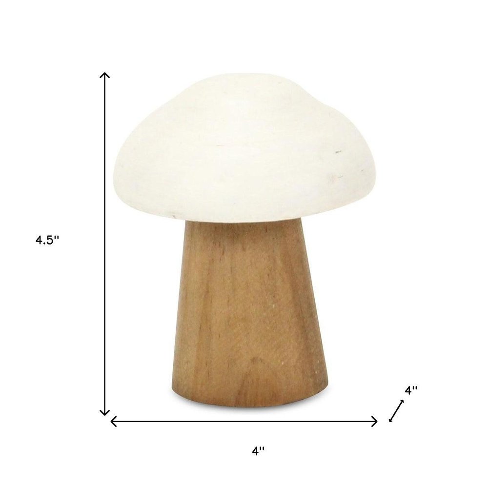 5" Brown And White Wood Hand Painted Tabletop Sculpture HomeRoots