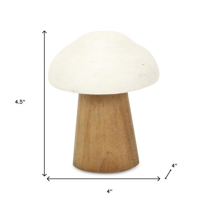 5" Brown And White Wood Hand Painted Tabletop Sculpture HomeRoots