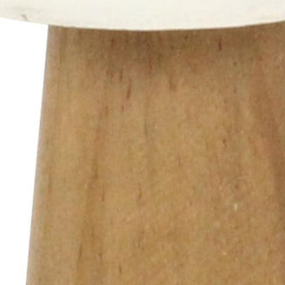 5" Brown And White Wood Hand Painted Tabletop Sculpture HomeRoots