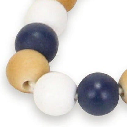 36" Blue Natural And White Wood Hand Painted Decorative Tassel HomeRoots