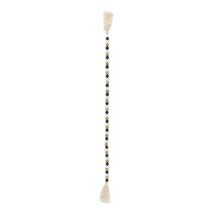 36" Blue Natural And White Wood Hand Painted Decorative Tassel HomeRoots