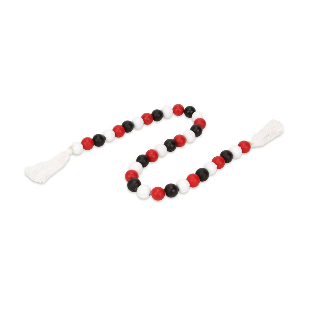 40" Black Red And White Wood Hand Painted Decorative Tassel HomeRoots